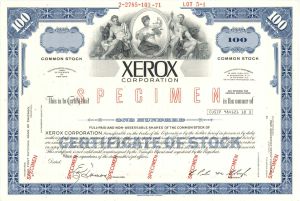 Xerox Corporation - Specimen Stock Certificate - Very Rare