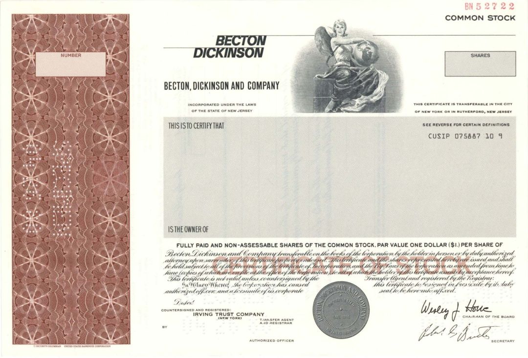 Becton, Dickinson and Co. - Specimen Stock Certificate