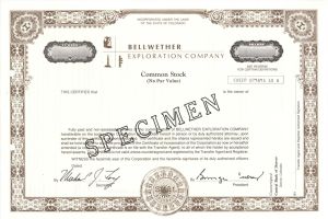 Bellwether Exploration Co. - Specimen Stock Certificate