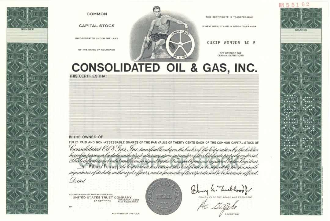 Consolidated Oil and Gas, Inc. - Specimen Stock Certificate