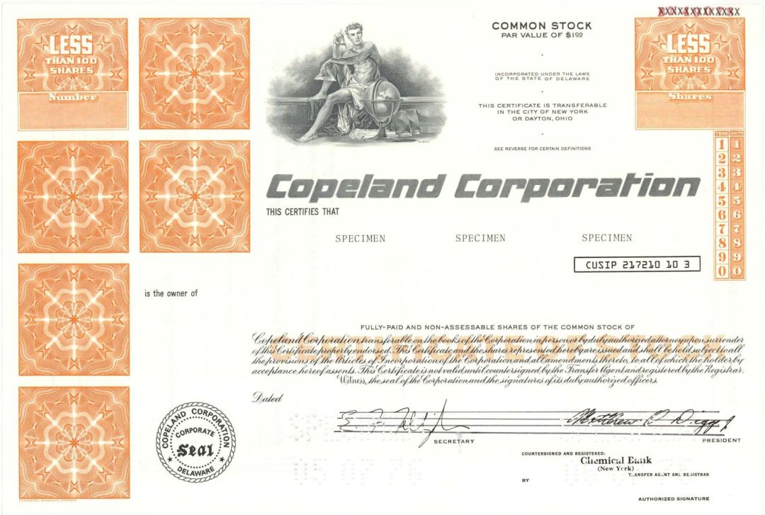 Copeland Corp. - Specimen Stock Certificate