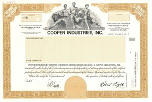 Cooper Industries, Inc. - Specimen Stock Certificate