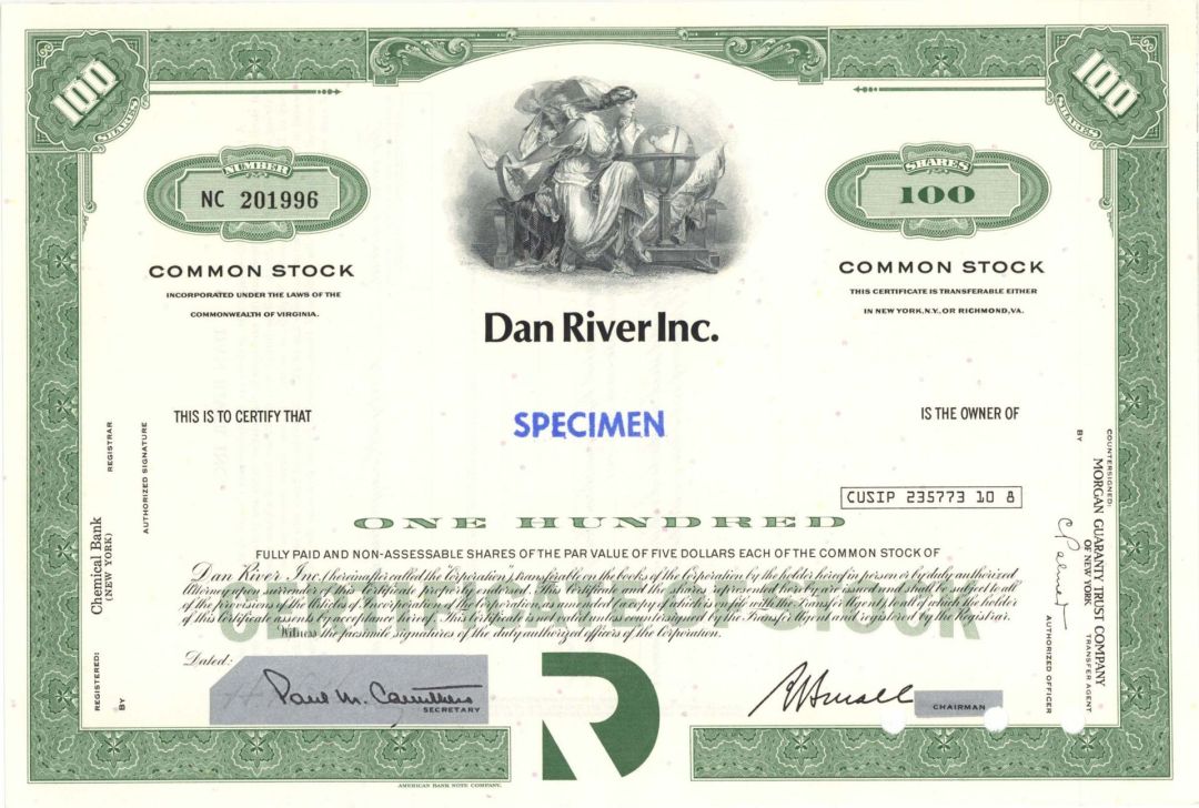 Dan River Inc. - Specimen Stock Certificate