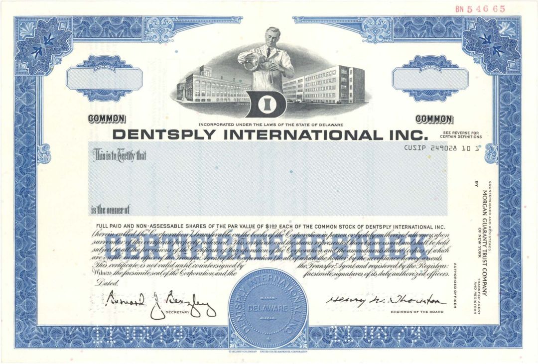 Dentsply International Inc. - Specimen Stock Certificate