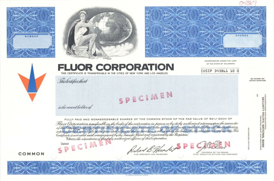 Fluor Corp. - Specimen Stock Certificate