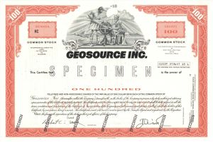 Geosource Inc. - Specimen Stock Certificate