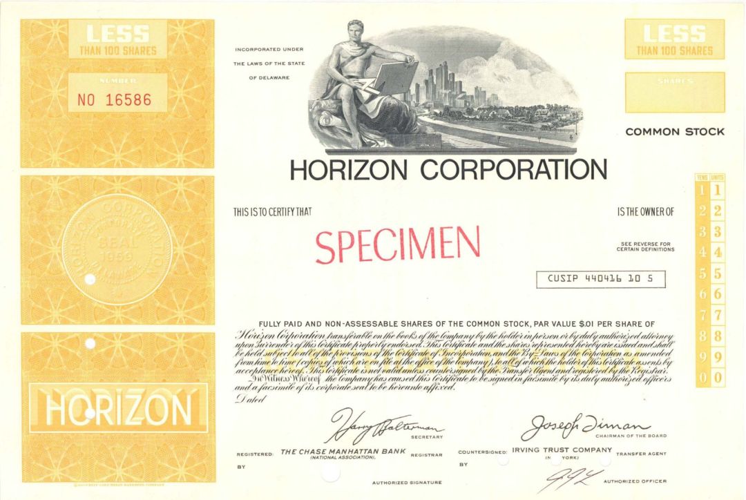 Horizon Corp. - Specimen Stock Certificate