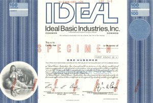 Ideal Basic Industries, Inc. - Specimen Stock Certificate