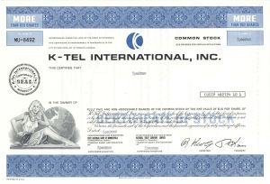 K-Tel International, Inc. - Specimen Stock Certificate