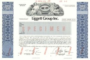 Liggett Group Inc. - Specimen Stock Certificate