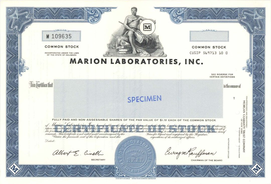 Marion Laboratories, Inc. - Specimen Stock Certificate