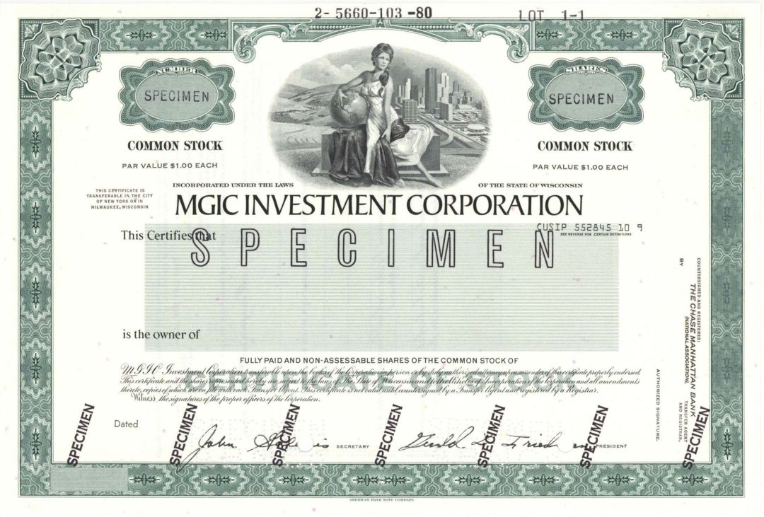 MGIC Investment Corp. - Specimen Stock Certificate