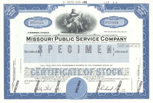 Missouri Public Service Co. - Specimen Stock Certificate