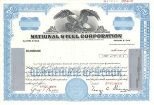 National Steel Corp. - Specimen Stock Certificate