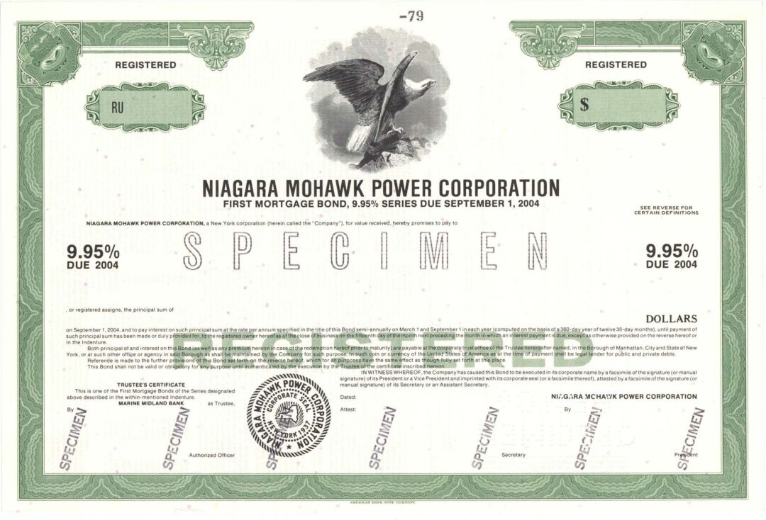 Niagara Mohawk Power Corp. - Specimen Bond