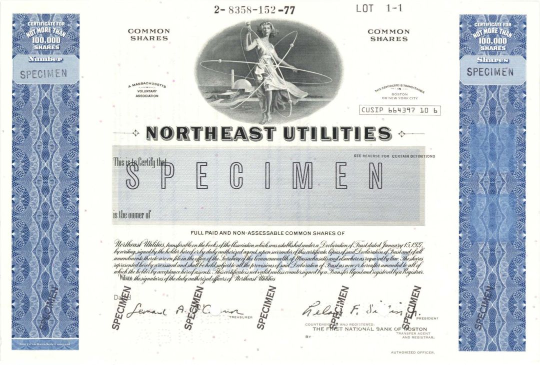 Northeast Utilities - Specimen Stock Certificate