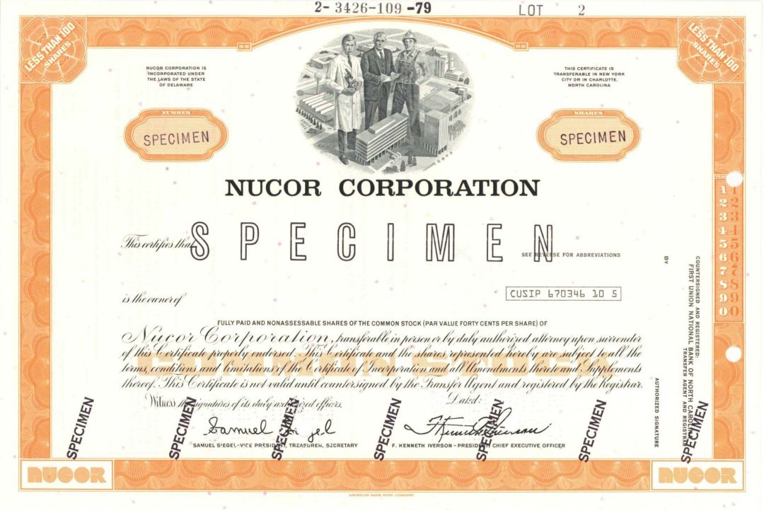 Nucor Corp. - Specimen Stock Certificate