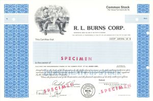 R.L. Burns Corp. - Specimen Stock Certificate