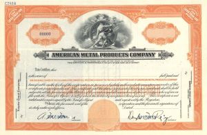 American Metal Products Co. -  Specimen Stocks and Bonds