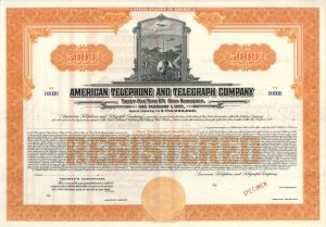 American Telephone and Telegraph Co. -  $5,000 Specimen Bond