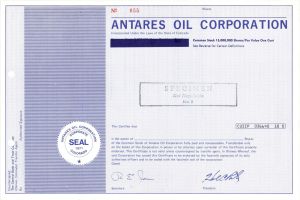 Antares Oil Corp. -  Specimen Stocks and Bonds