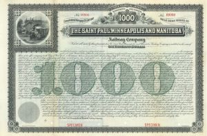 Saint Paul, Minneapolis and Manitoba Railway Co. -  $1,000 Specimen Bond