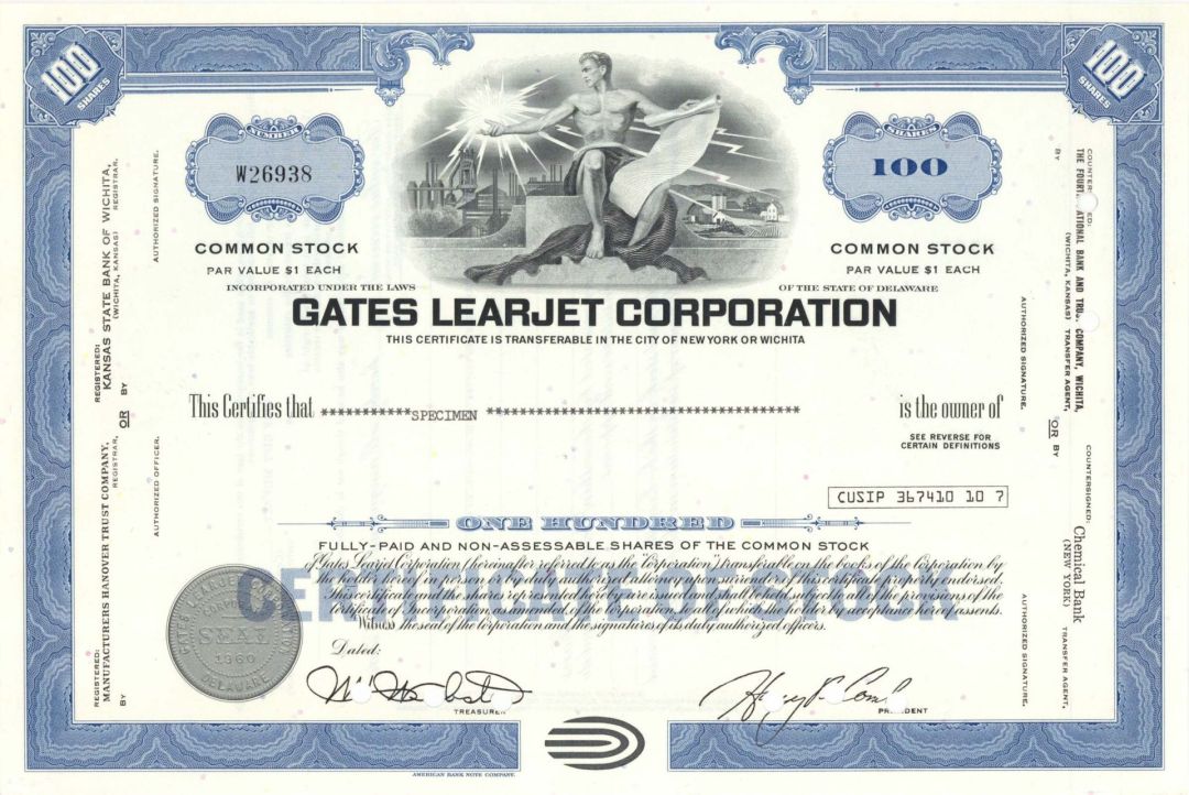 Gates Learjet Corp. -  Specimen Stock