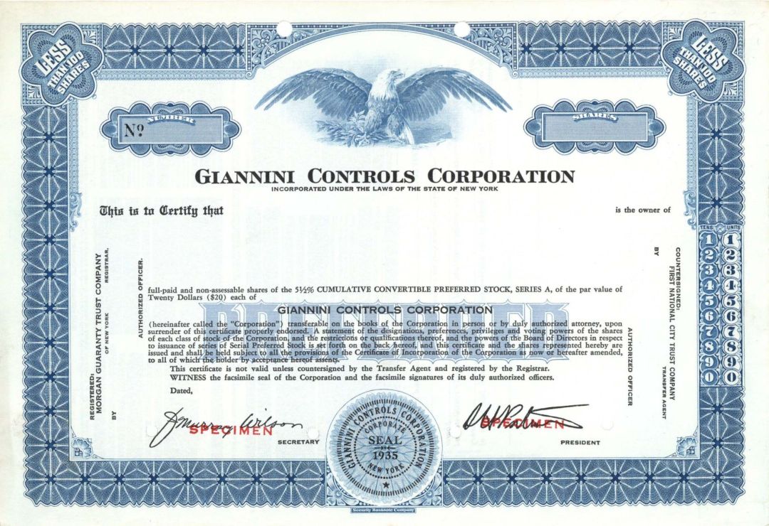 Giannini Controls Corp. -  Specimen Stock