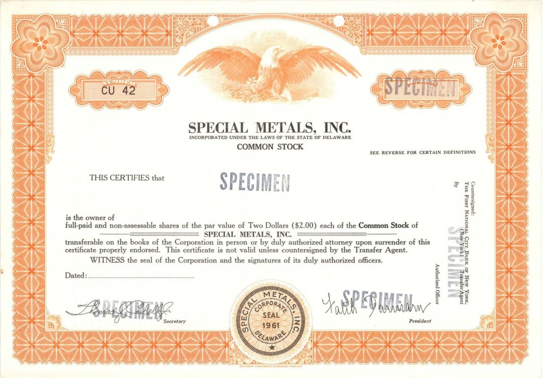 Special Metals, Inc. -  Specimen Stock