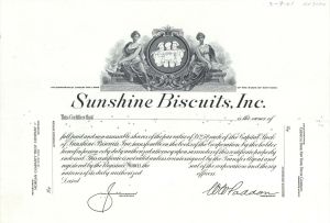 Sunshine Biscuits, Inc. -  Specimen Stock Certificate