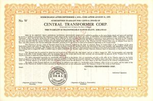Central Transformer Corp.  -  Specimen Stock Certificate