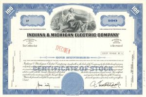 Indiana and Michigan Electric Co.  -  Specimen Stock Certificate