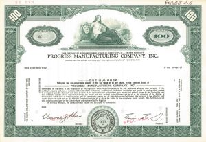 Progress Manufacturing Company, Inc. - Specimen Stock Certificate