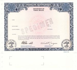  State of Tennessee Department of Public Health  - Specimens