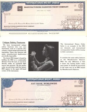 International Money Order  - Specimens