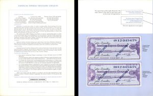American Express Travelers Cheques Folder - Specimen Amex Checks