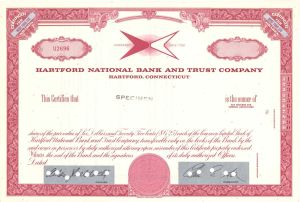 Hartford National Bank and Trust Co. - Specimen Stock Certificate