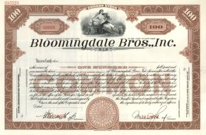 Bloomingdale Bros., Inc. -  Specimen Stock Certificate