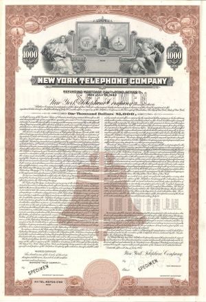 New York Telephone Co. -  $1,000 Specimen Bond