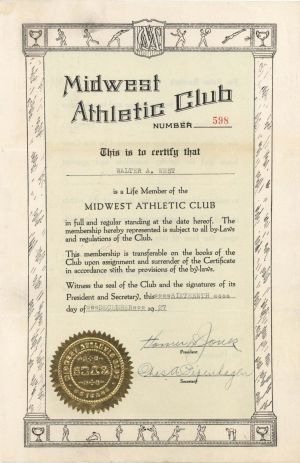 Midwest Athletic Club - Membership Certificate