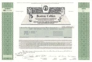 Boston Celtics - 1998 dated Stock Certificate