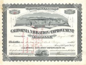 California Navigation and Improvement Co. - 1910 or 1911 dated Stock Certificate