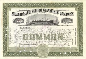 Atlantic and Pacific Steamship Co. - 1914-1927 dated Stock Certificate