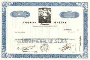 Aegean Marine Corporation - Stock Certificate