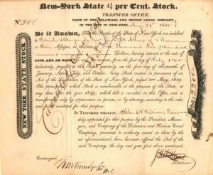 Bank of the Delaware and Hudson Canal Co. - Stock Certificate