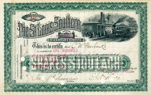 Charles W. Fairbanks - St. Louis Southern Railroad - Stock Certificate