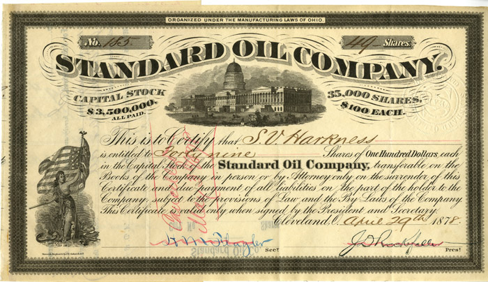 In 1880 John D. Rockefeller's Standard Oil was refining over 90% of the  United State's