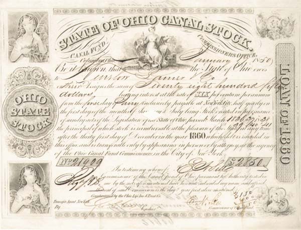 State of Ohio Canal Stock - Bond