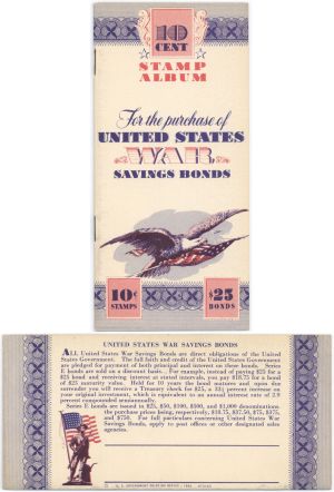 10 Cent Savings Bond Album - U.S. Treasury - dated 1942 For the Purchase of United States War Savings Bonds