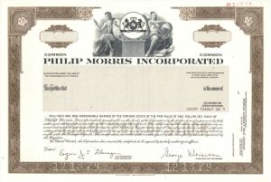 Philip Morris Incorporated - Tobacco Specimen Stock Certificate